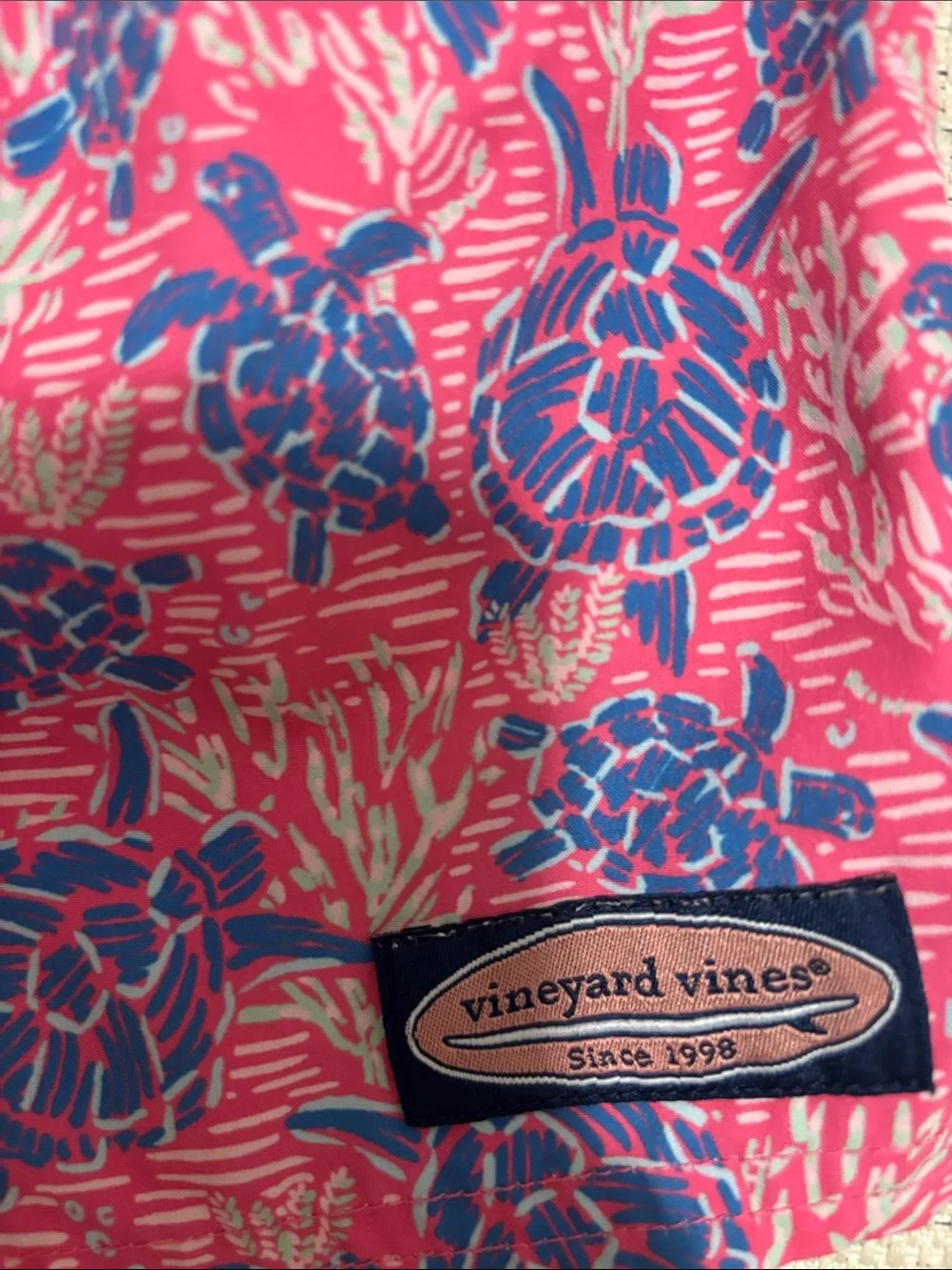 Vineyard Vines Pink & Blue Floral Kids Swim Trunks